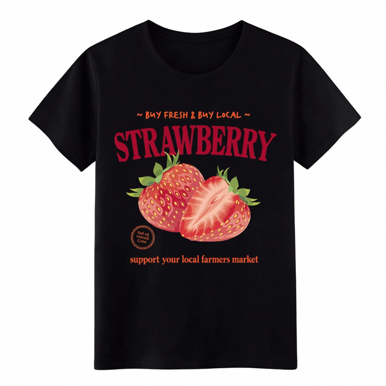 Fresh Strawberry Graphic Tee Support Local Farmers Market T-Shirt M