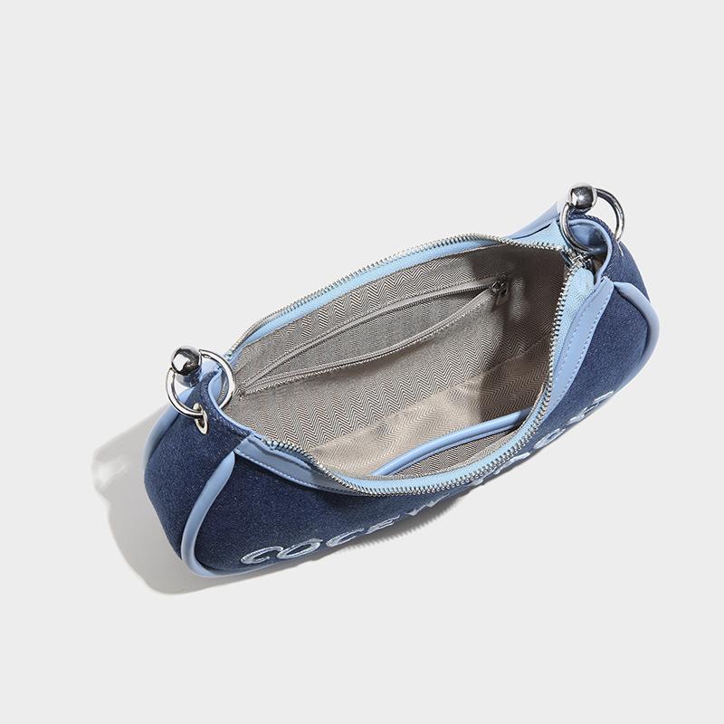 Versatile women's denim armpit bag retro shoulder strap unique shoulder high niche fashion