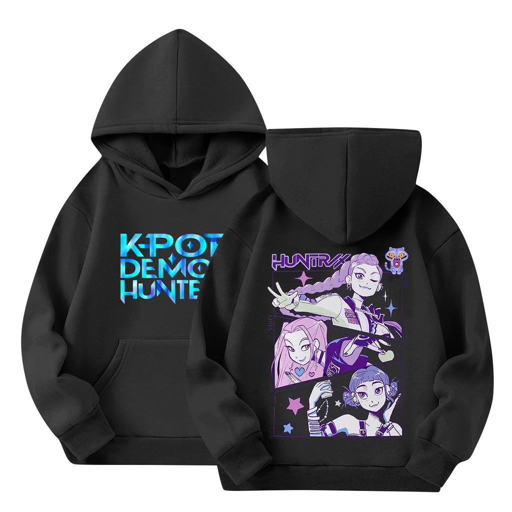 Kids' Long Sleeve Loose Pullover Letter Print Drawstring Hooded Sweatshirt