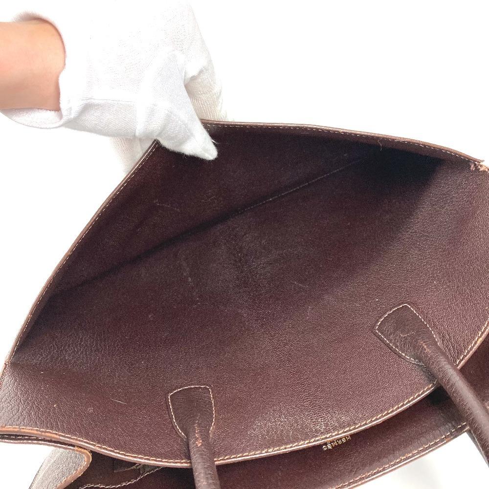 HERMES White bus GM Hand Bag Shoulder Bag Tote Bag Coromandel Brown