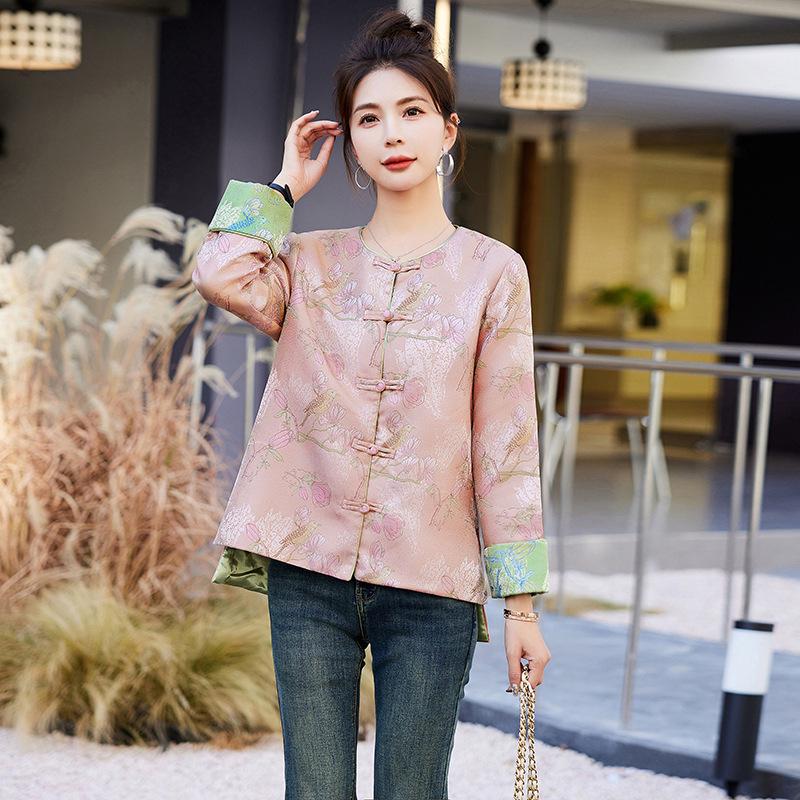 

2024 Весна/Осень Современная Ретро Вышитая Куртка с Пуговицами-Лягушками - Универсальный Хит продаж Medium