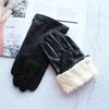 Winter Thickened Warm Leather Gloves Men's Lamb Fur Lining Outdoor Windproof and Cold Resistant Skiing Motorcycle Riding Gloves