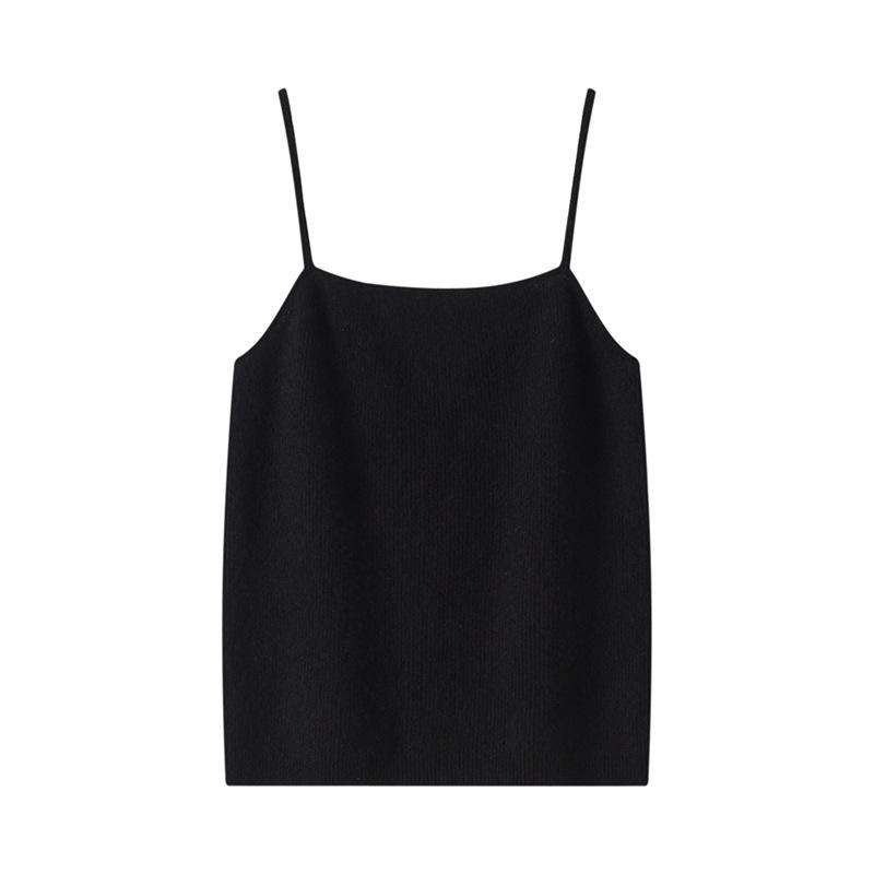 Women's Slim Fit Knit Cross Strap Tank Top - Sleeveless Cashmere Base Layer for Autumn/Winter