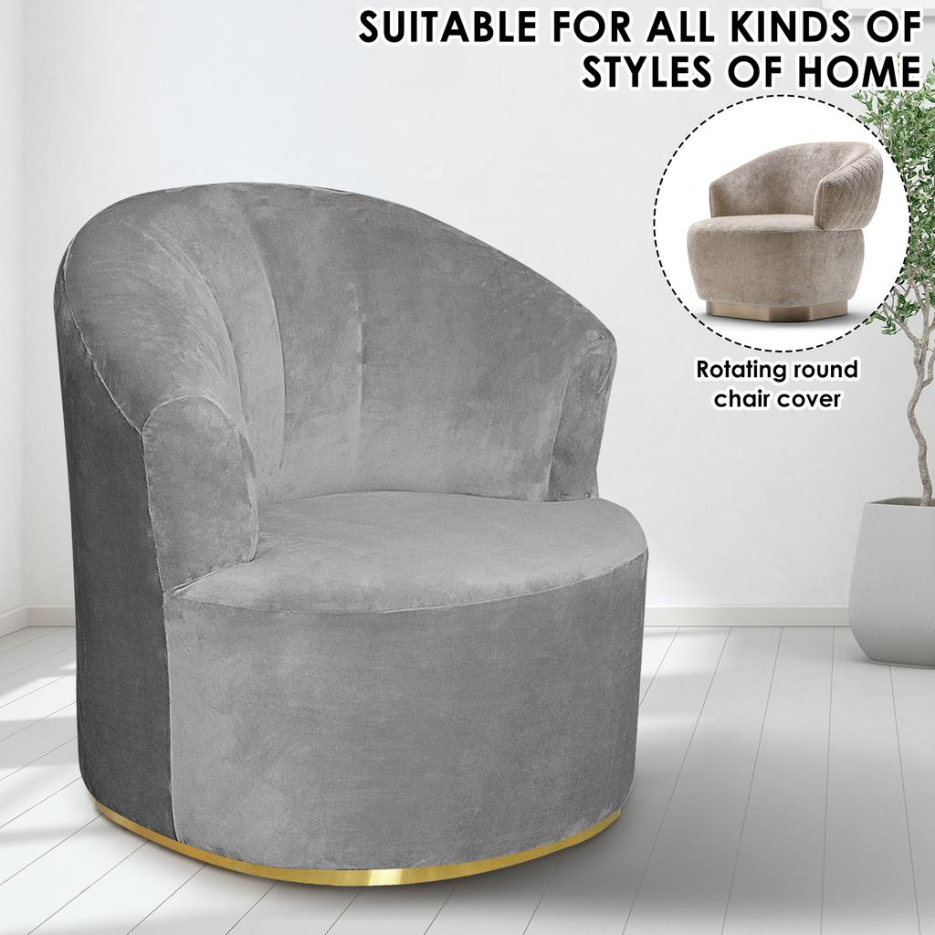 Swivel Barrel Chair Cover Polyester Elasticity Round Club Armchair Slipcover Soft Comfortable Single Seat Cover Furniture Decor