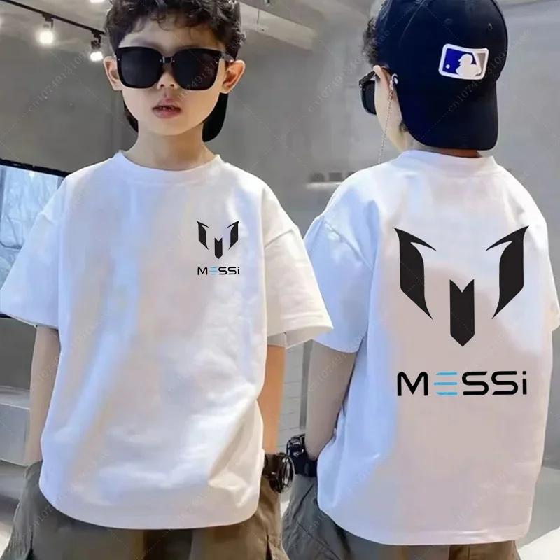 Children s Summer Casual Short Sleeve Personalized T-shirt Messi T-shirt Children s Boys  Clothing Black Top Boys and Girls Football Fan T-shirt 150