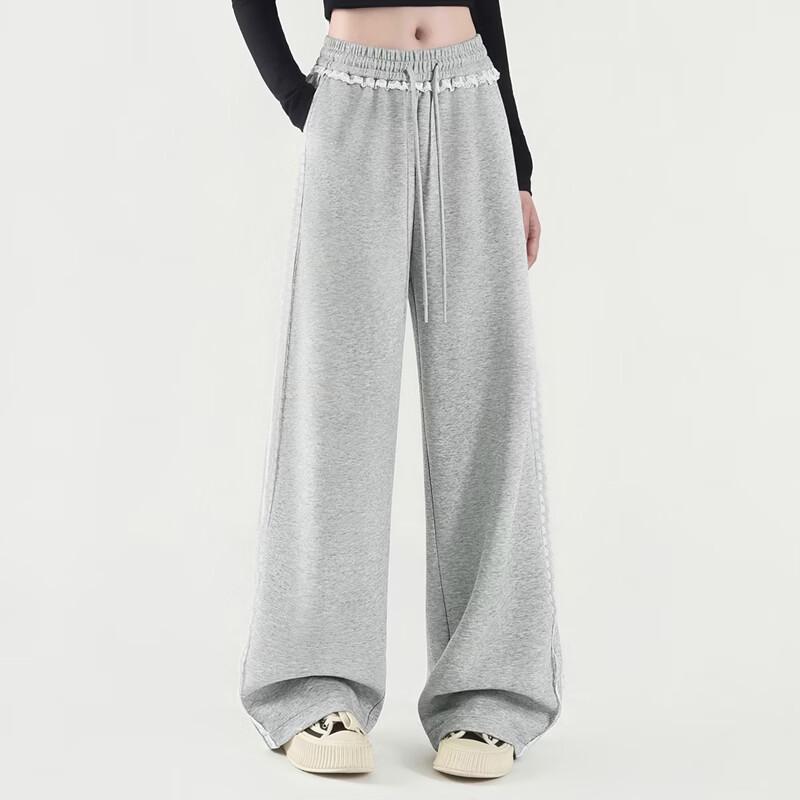 Women's Lace Patchwork Wide-Leg Casual Pants