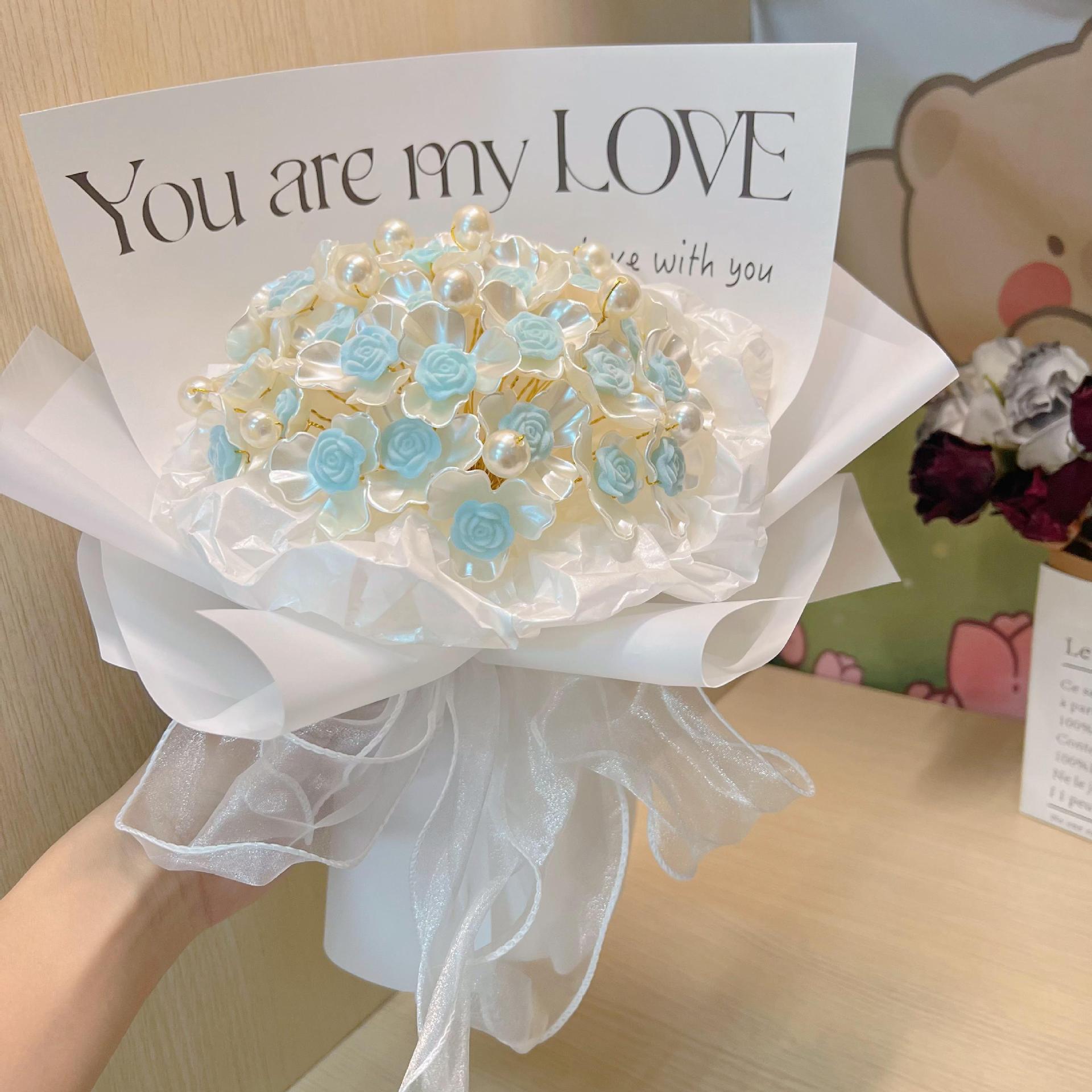 

Букет роз ручной работы на японский праздник Циси - Материалы для DIY, Без упаковки, Вид увядших 18 Materials + Light String ярко-розовый/синий