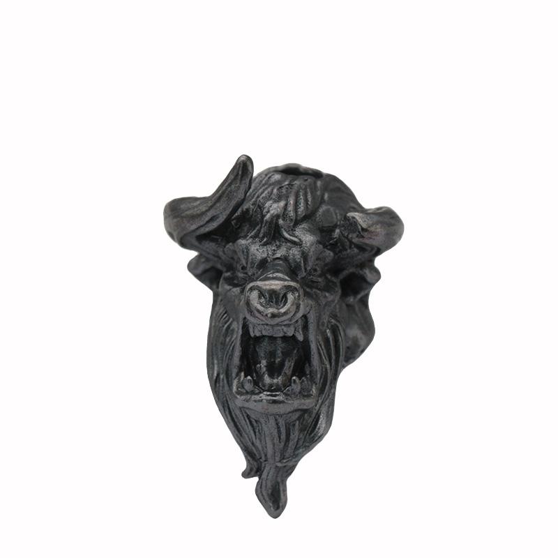 Bull Head Sculpture Brass Knife Beads EDC DIY Paracord Woven Bracelets Lanyard Pendants Accessories Outdoor Tool Hangings Charms