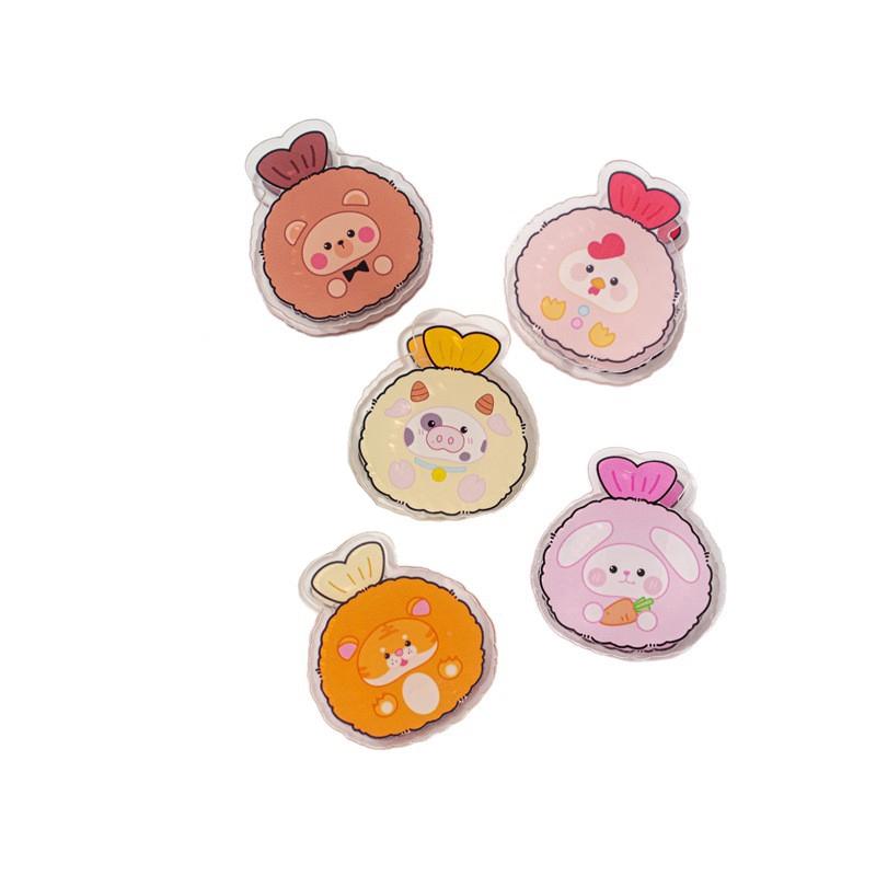 5Pcs Cute Cartoon Acrylic Double-Sided Pp Clip Original Multifunctional Clip Student Storage Clip Exam Paper Clip