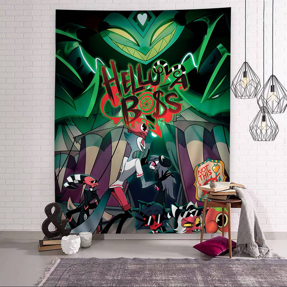 Animated Musical HHelluva Boss Hippie Wall Hanging Tapestries Art Science Fiction Room Home Decor Kawaii Room Decor