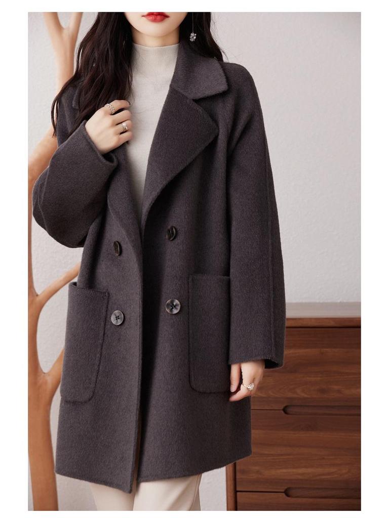 Γυναικείο 2024 Κορεατικό Στυλ Φαρδύ Μακρύ Παλτό Κασμίρ Μινκ Μαλλί - Αδυνατιστικό Παλτό Καρντιγκάν Μεγάλο Μέγεθος