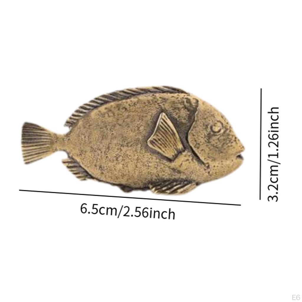 Brass Fish Figure for Desktop, Collectible Feng Shui Item Office