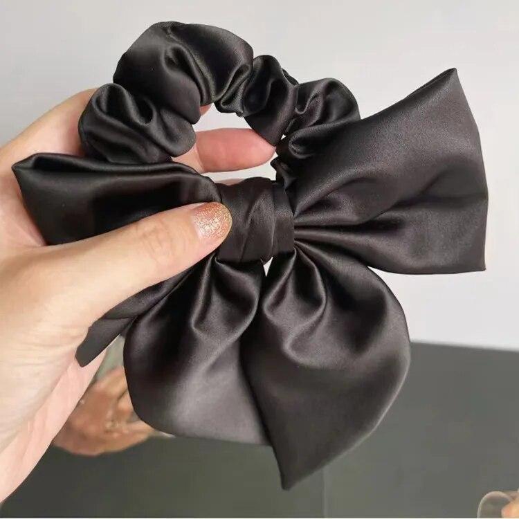 Solid Color Bow Ribbon Hair Tie Scrunchies Women Large Bowknot Barrettes Women Ponytail Headband Girls Hair Accessories Gift