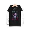 Oversized Hooded Sweatshirt Teens Cartoon Anime Print Daily Winter Wear Mens Loose Fit Pullover
