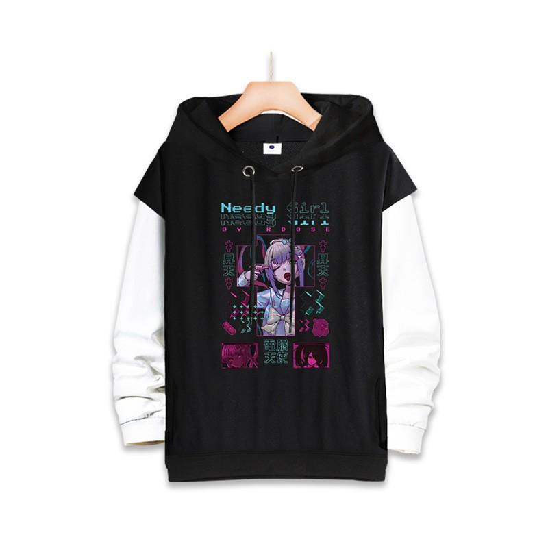 Oversized Hooded Sweatshirt Teens Cartoon Anime Print Daily Winter Wear Mens Loose Fit Pullover