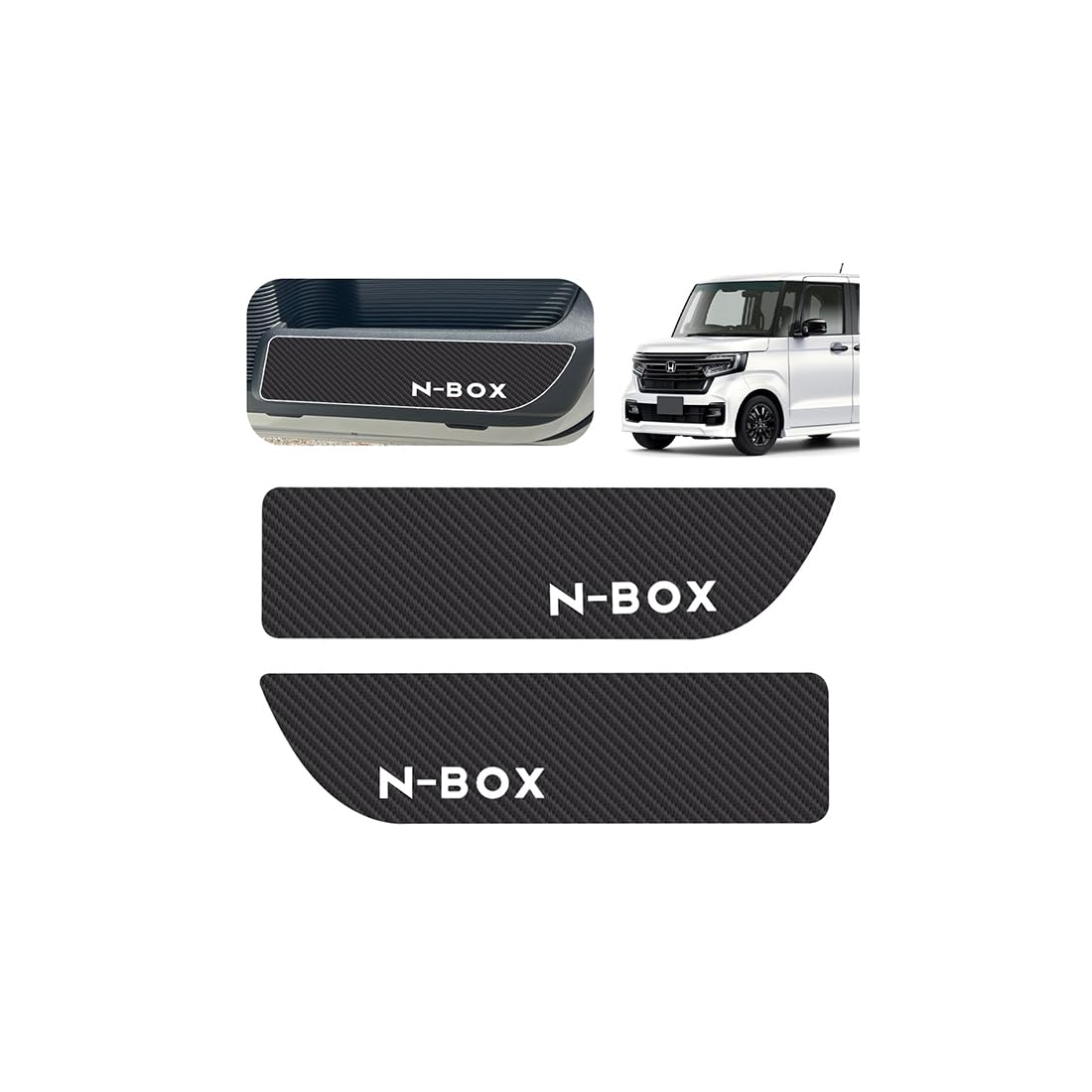 

GOODGOODCAR Защита от ударов ногами для дверей Honda N-BOX JF5 JF6 Защитная пленка с рисунком «Угольное волокно» B type чёрный