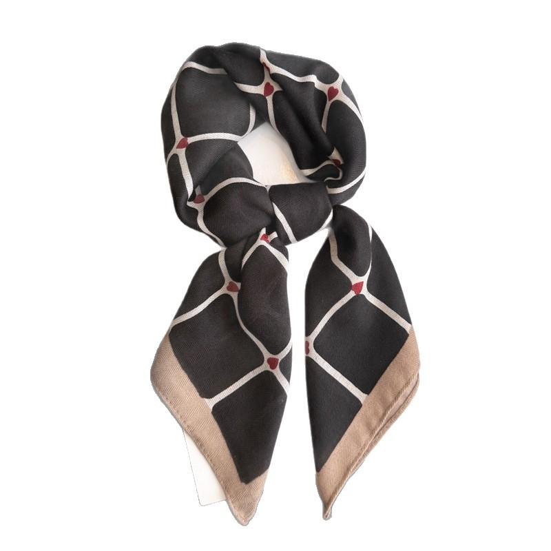 Plaid Pony Imitation Velvet Herringbone Pattern Cotton and Linen Small Square Scarf Silk Scarf Headscarf Shawl Sun Protection Scarf Women's Scarf