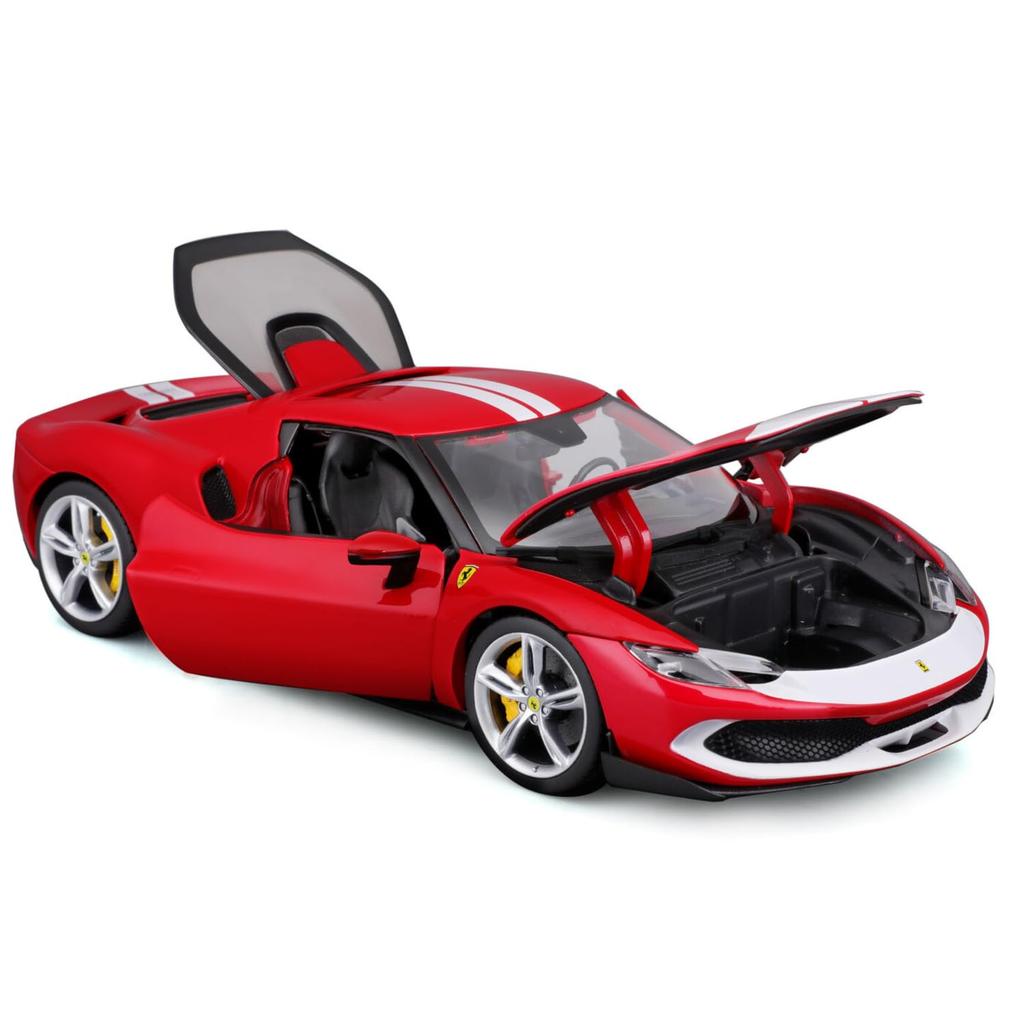 Bburago Ferrari 296 GTB Assetto Fiorano Diecast Miniature Car Finished Model RD 1/18 Red/White / 18-16017