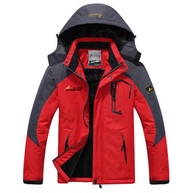 Wish Outdoor Jacket Men's Large Size Plus Velvet Mountaineering Jacket Windproof Jacket Warm Thickened Cotton Jacket for Men