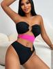 Women's Swimsuit Black Strapless Back Tied One-piece Swimsuit Bikini Beachwear Bathing Suits