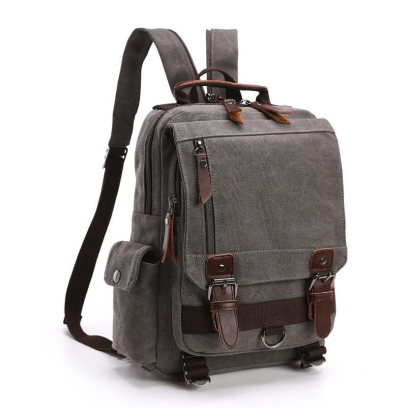 European American Retro Unisex Canvas Backpack Fashion Simple Solid Color Business Commuting Computer Bag Outdoor Leisure Portable Travel Knapsacks