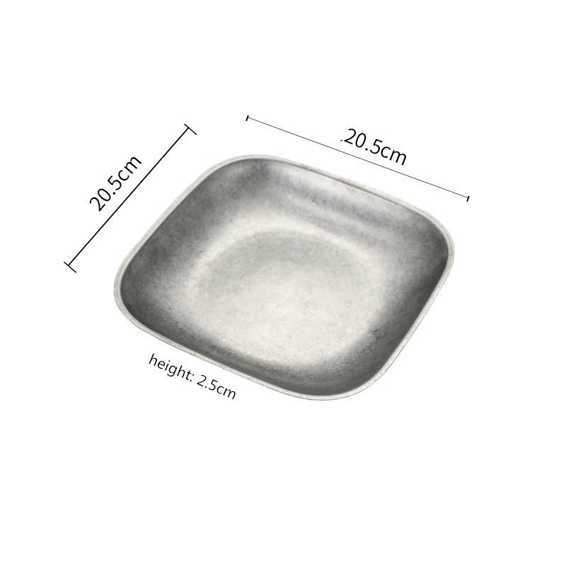 Retro klassische 304 edelstahl rechteckige platte kaffee shop tablett lagerung bbq geschirr teller und schüsseln essteller