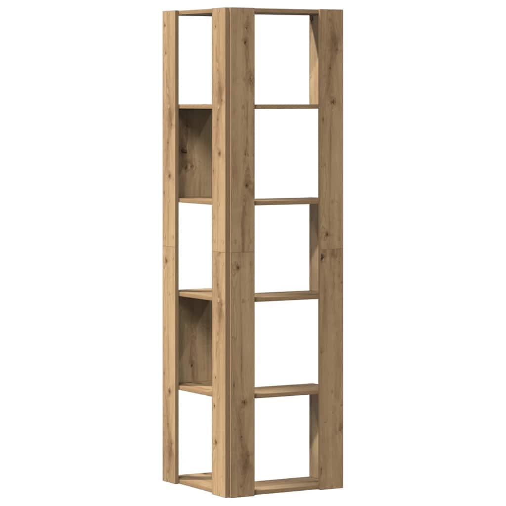 Corner Bookshelf 5 Shelves Artisan Oak Finish 50x50x179 Cm Particleboard