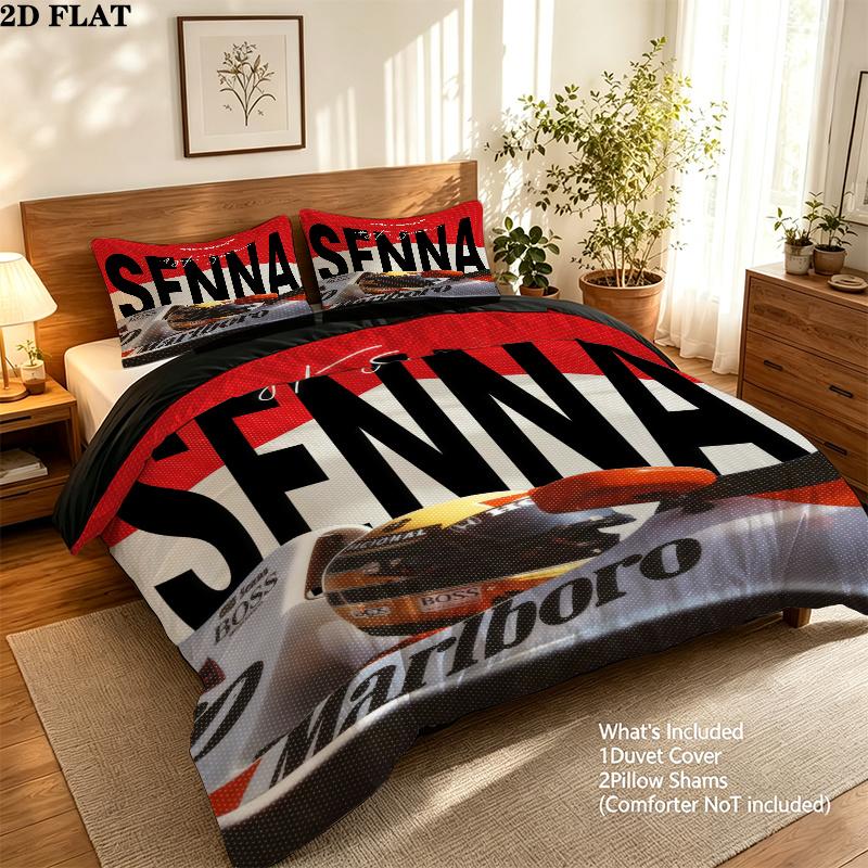 Ayrton Senna Bedding Quilt Set Quilt Cover Pillowcase Home Decoration Birthday Gift (1 * duvet cover + 2 * pillowcase, without core)