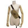 Used 9539 GG Canvas Waist Bag 146304 7929 Calfskin Brown Waist Pouch Shoulder Bag with Embossed Logo Beige Men's from