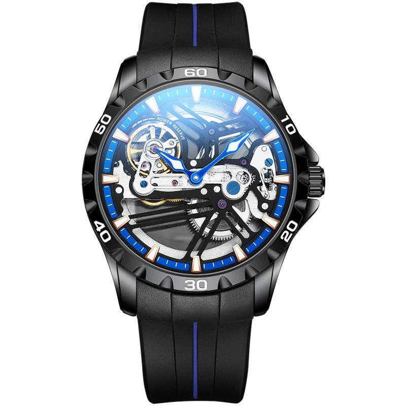 AILANG Top Luxury Brand Men Sport Waterproof Automatic Mechanical Watches Luminous Skeleton Men's Watch Silicone Strap Reloj
