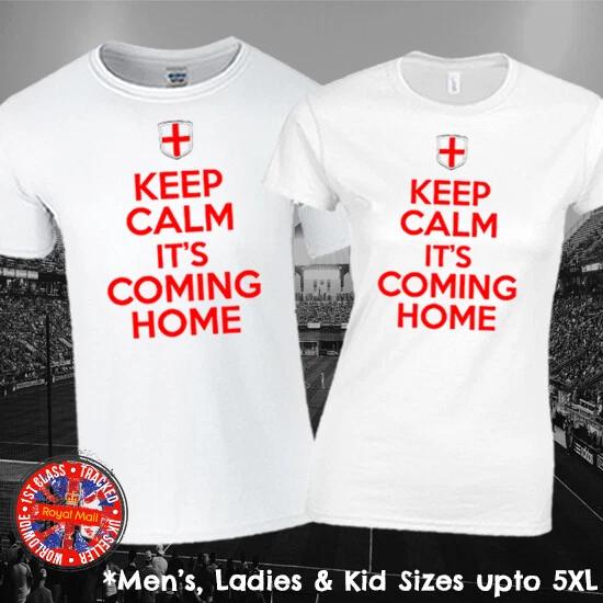 England Keep Calm It s Coming Home T-shirt Mens Ladies Kids Euros Football M