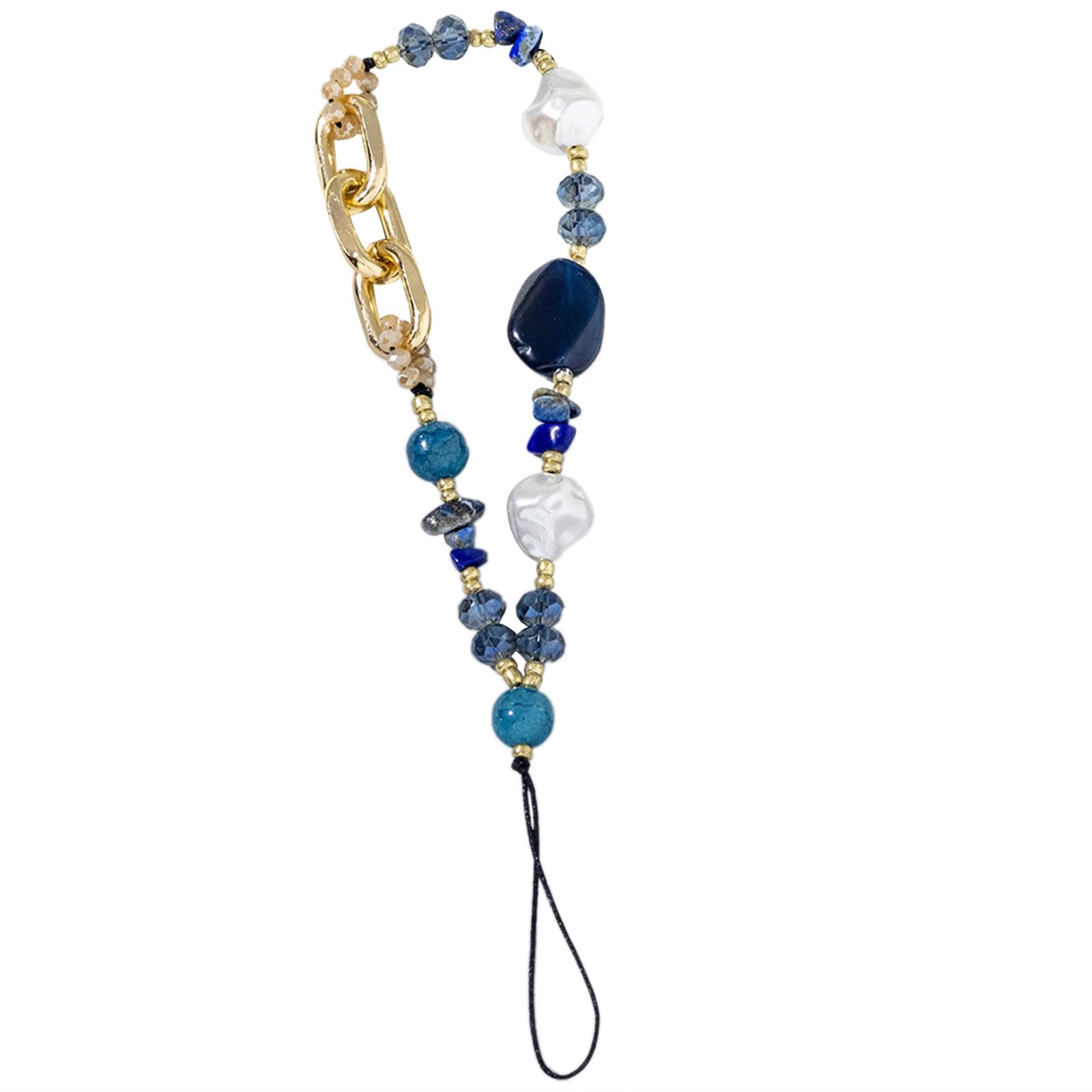 

Phone Strap Y2K Phone Charm Keychain Stone Beaded Keyring for Women Girls Handmade Jewelry Ornament Handbag Accessories синий