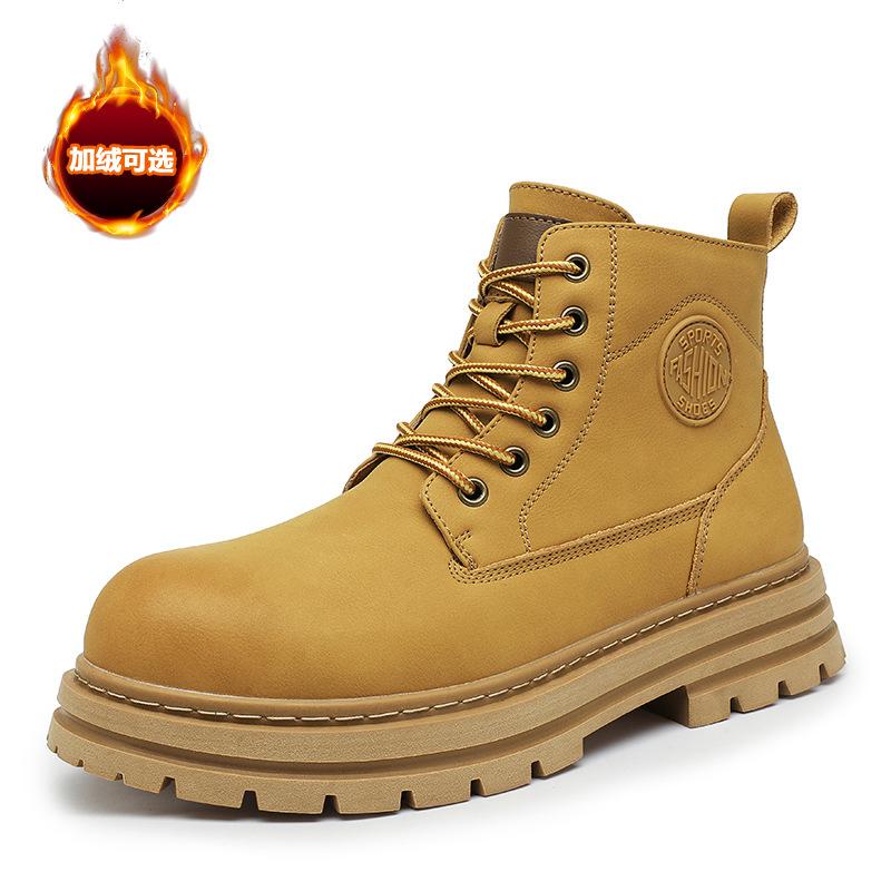 New Cool Men Women Cow Leather Boots Street High Top Casual Shoes Warm Plush Ankle Boots