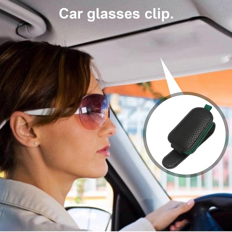 Sunglass Holder For Car Sunglasses Hanger Eyeglass Mount Magnetic Glasses Hanger Clip Sunglass Organizer Protective PU Leather