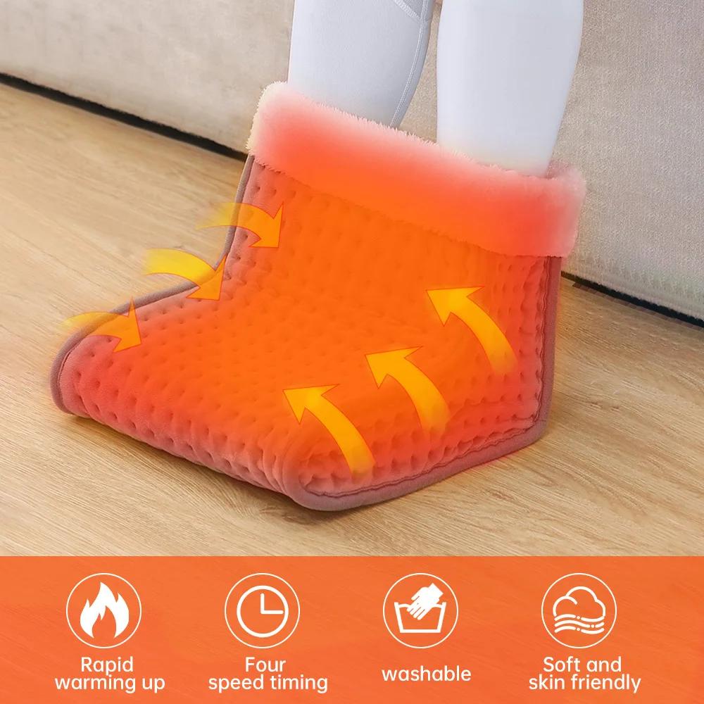 Electric Heated Foot Warmers 30x30x24cm Soft Feet Heating Pad 9 Gear Adjustable Temperature Shoe Heating Pad for US EU Winter