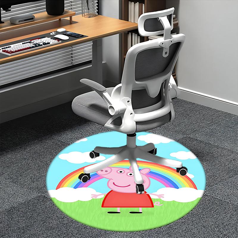 

Peppa Pig Rainbow Chair Mat - Round Carpet for Home Decor, Office Use, Living Room 80cm