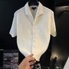 Men's Wavy Textured Camp Collar Short Sleeve Button Down Shirt Casual Streetwear Top