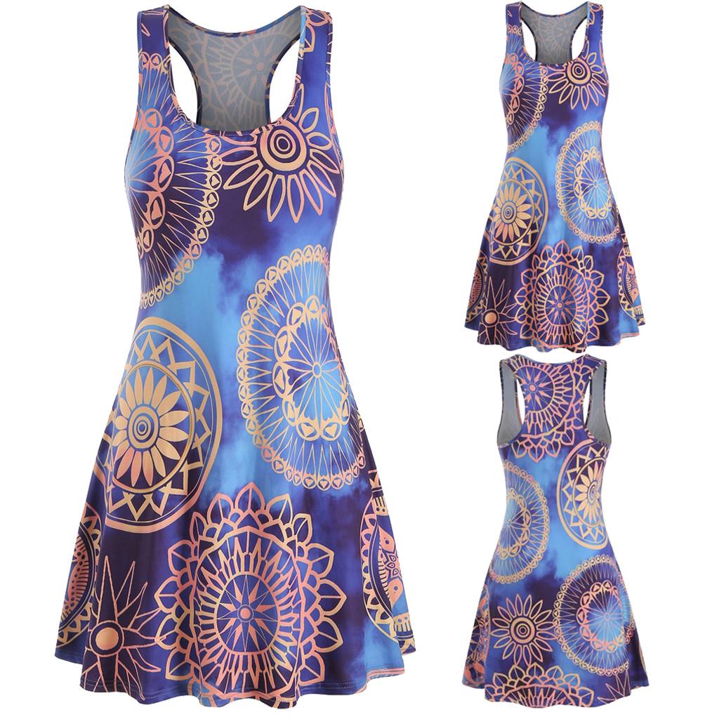 

Женское модное винтажное платье-трапеция без рукавов с принтом размера плюс