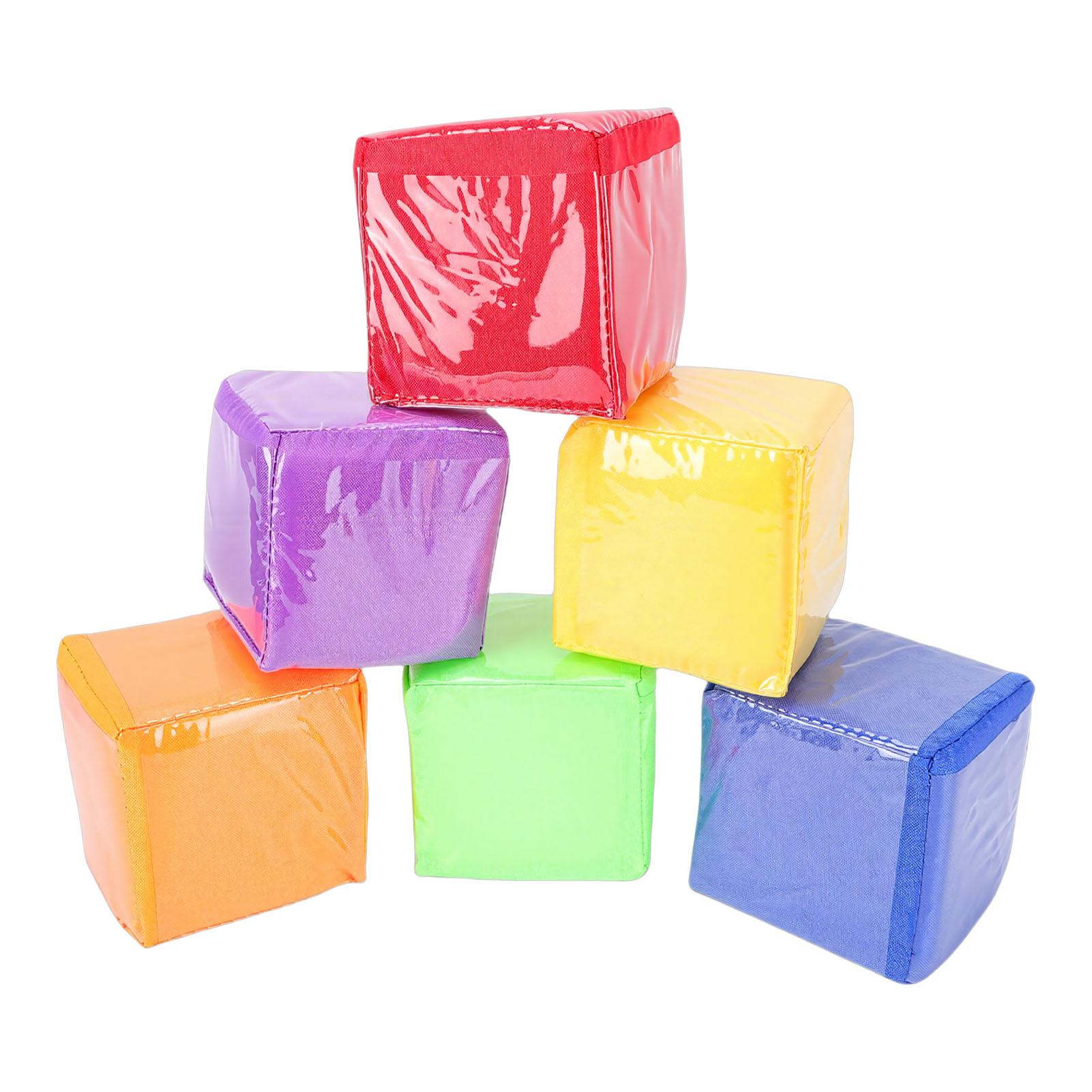 

6 Pcs Education Playing Game Dice Soft Foam Dice with 6 Side Clear Pockets for Classroom Teaching