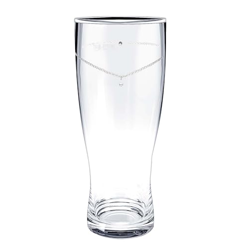 Lara Christie Platinum and Gold Rimmed Solitaire Beer Glasses, 410ml, Pair, LH-84-0004P-S