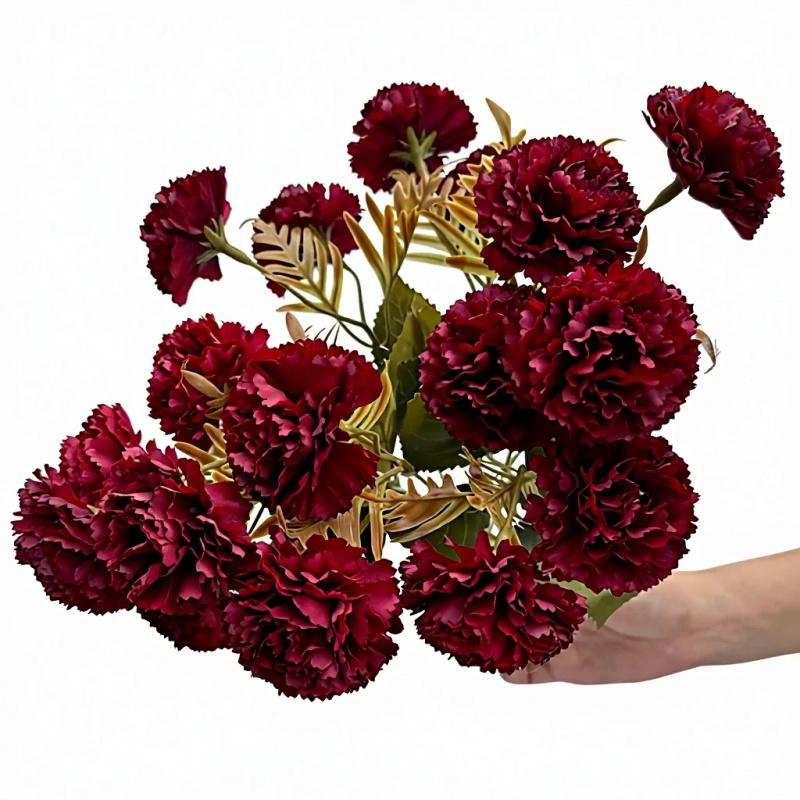 3pcs Carnation Artificial 18 Heads Fake Flower Bouquet Large Bouquet Flowers Photography Props Wedding Floral Arrangement