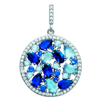 [N1814] - Silberanhänger 'Sissi' blau-weißes Silber (rhodiniert) - 20 mm