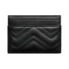 Gucci GG Marmont brand logo embossed herringbone leather card holder regular women's black