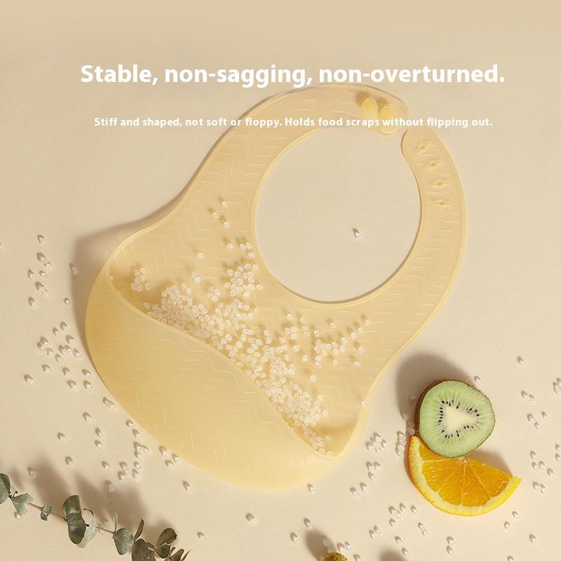 Baby eating bib baby bib complementary food rice pocket super soft silicone children's waterproof and oil-proof rice coat