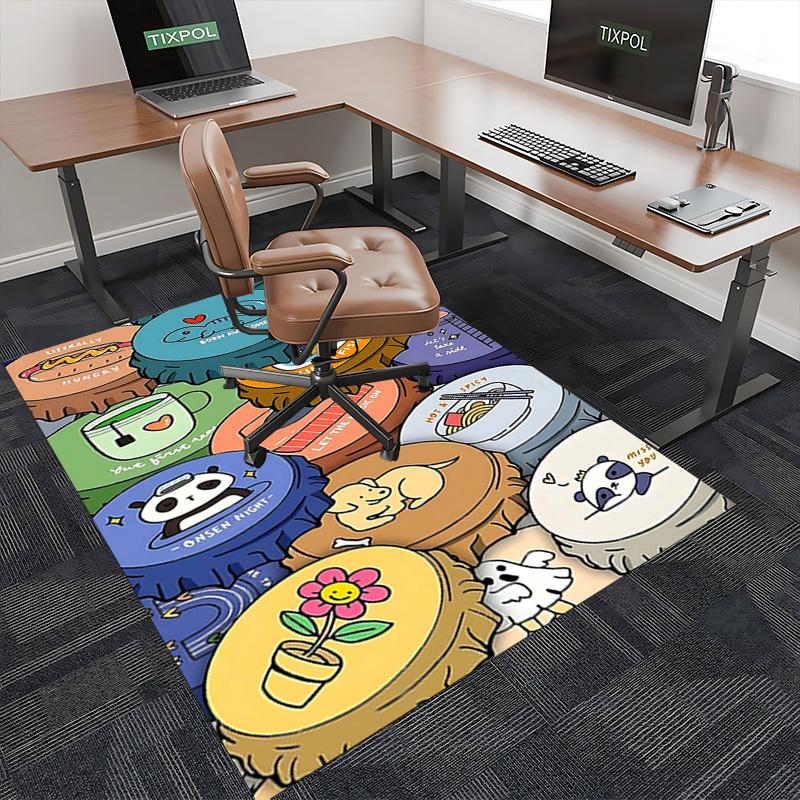 1pc Anime Cartoon Design Chair Mat - Panda Themed Office Rug for Desk, Anti-Slip Carpet Suitable for Home Decor, Living Room, Bedroom, Game Room, Birt