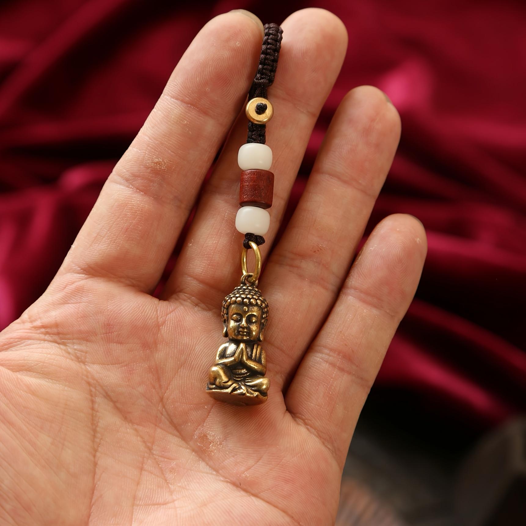 

Винтажный брелок из бронзового медного сплава с подвесками Будды, Шарм из драгоценного металла без покрытия, Нетканое плетение, Брелок для ключей автомобиля для мужчин и женщин