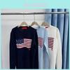 Cotton Sweater With Flag Pattern For Casual Wear In Autumn