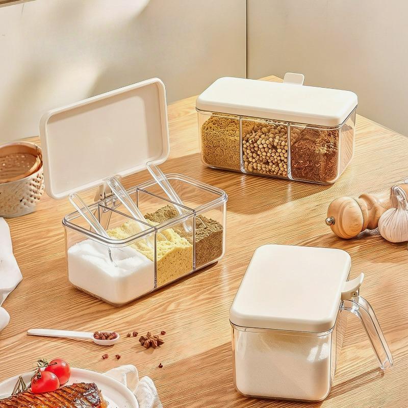 Seasoning Box Household Kitchen Integrated Multi-grid Seasoning Can Combination Set Seasoning Salt Storage Seasoning Bottle