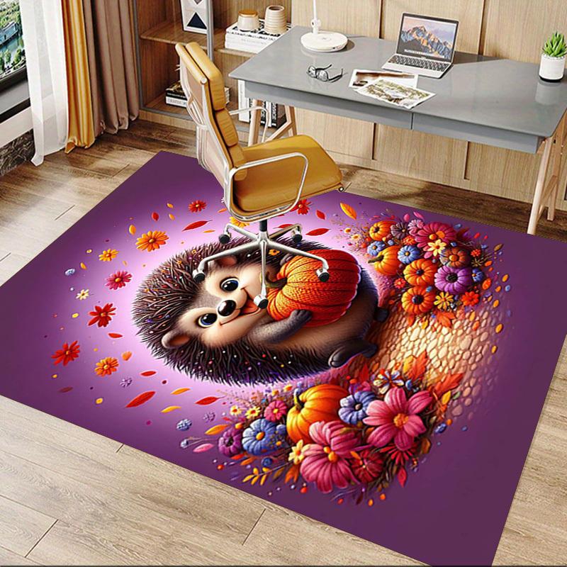 1PC Hedgehog, Pumpkin Extra Large Non Slip Floor carpet, Office, family, bedroom, Studio Large Area Rug Indoor Rugs, Vibrant Colors
