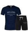 Men's Plus Size Summer Fitness Set: Casual Round Neck T-Shirt & Sports Shorts
